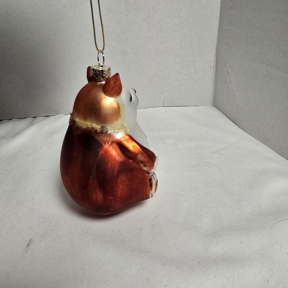 Smithsonian Institution Blown Glass Fat Ginger Green Eyed Cat Christmas Ornament - Picture 4 of 9